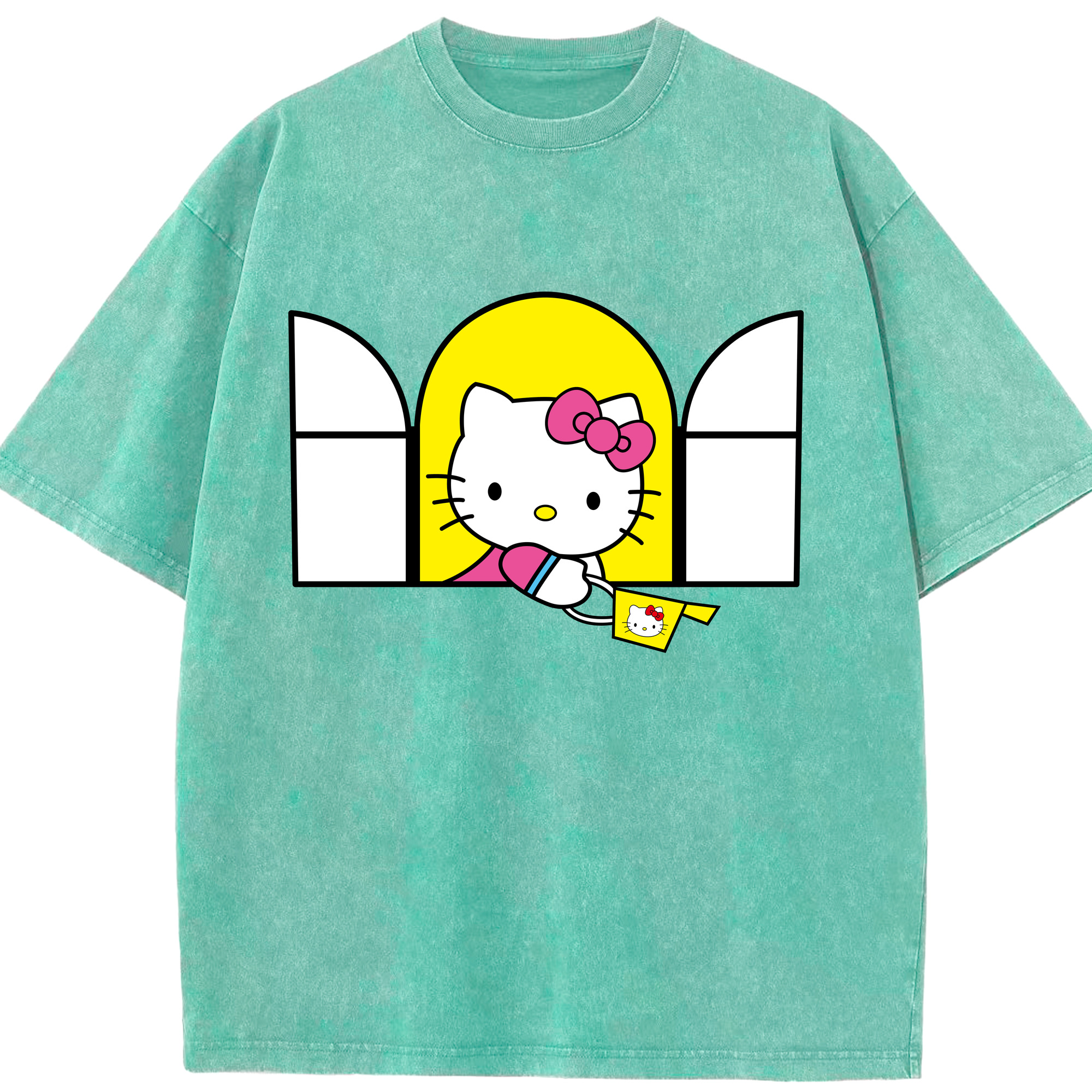 （画像用） Hello Kitty ハローキティ 綿100% ヴィンテージ風 半袖Tシャツ（フロントプリント）
